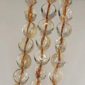 Shop Smoky Quartz Round Beads! 11mm Lemon Smoky Quartz Gemstone Flat Round Loose Beads 15.5 inch Full Strand (90144195-B22-539) | Natural genuine round Smoky Quartz beads for beading and jewelry making.  #jewelry #beads #beadedjewelry #diyjewelry #jewelrymaking #beadstore #beading #affiliate #ad