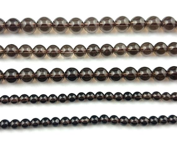 Smoky Quartz Stone Beads, Natural Gemstone Beads, Round Crystal Beads 4mm 6mm 8mm 10mm 15''