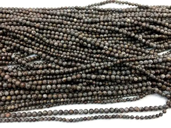 Brown Gemstone Small Beads - Brown Snowflake Obsidian - Stone Spacer Beads - 2mm 3mm Stone Beads - Jewelry Making Supplies -beading Supplies