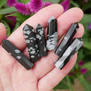 Shop Snowflake Obsidian Stones & Crystals! Snowflake Obsidian Small Points – Crystal Points | Natural genuine stones & crystals in various shapes & sizes. Buy raw cut, tumbled, or polished gemstones for making jewelry or crystal healing energy vibration raising reiki stones. #crystals #gemstones #crystalhealing #crystalsandgemstones #energyhealing #affiliate #ad