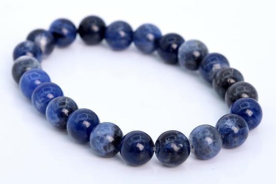Genuine Natural Sodalite Gemstone Beads 8-9mm Blue Round Aaa Quality Bracelet (106609h-2018)