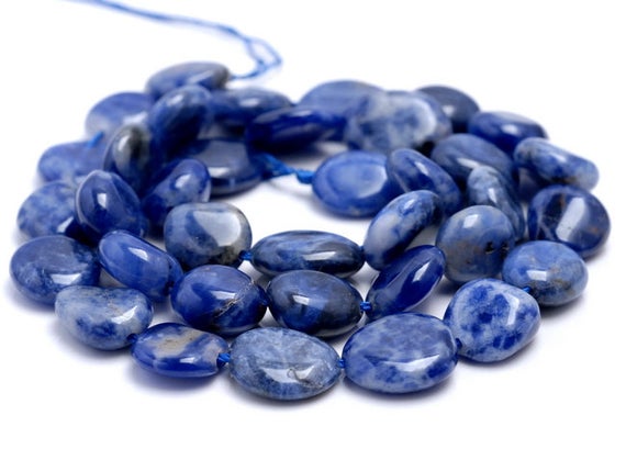 9-10mm  Sodalite Gemstone Round Flat Nugget Loose Beads 15.5 Inch Full Strand (80001922-a34)