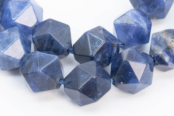 Genuine Natural Sodalite Gemstone Beads 9-10mm Blue Star Cut Faceted Aaa Quality Loose Beads (103708)