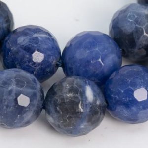 Shop Sodalite Faceted Beads! Genuine Natural Sodalite Gemstone Beads 9-10MM Blue Micro Faceted Round AAA Quality Loose Beads (100836) | Natural genuine faceted Sodalite beads for beading and jewelry making.  #jewelry #beads #beadedjewelry #diyjewelry #jewelrymaking #beadstore #beading #affiliate #ad