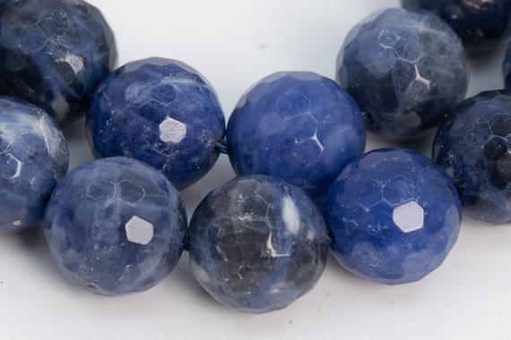 Genuine Natural Sodalite Gemstone Beads 9-10mm Blue Micro Faceted Round Aaa Quality Loose Beads (100836)