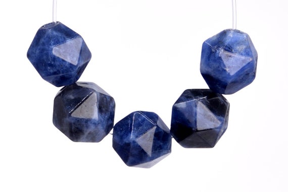 Genuine Natural Sodalite Gemstone Beads 7-8mm Blue Star Cut Faceted Aaa Quality Loose Beads (102643)