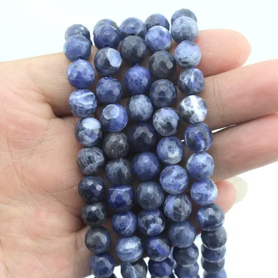 6mm Faceted Blue Sodalite  Beads,natural Gemstone Beads,semi Precious Stone,diy Jewelry Making Beads,wholesale Beads-15-16 Inches--eb393