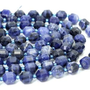 Shop Sodalite Faceted Beads! Sodalite Beads, Natural Blue Sodalite Faceted Round Double Terminated Points Energy Prism Cut Gemstone Beads – PGS322 | Natural genuine faceted Sodalite beads for beading and jewelry making.  #jewelry #beads #beadedjewelry #diyjewelry #jewelrymaking #beadstore #beading #affiliate #ad