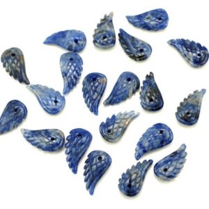 19X10MM  Sodalite Gemstone Carved Angel Wing Beads BULK LOT 2,6,12,24,48 (90187162-001) | Natural genuine other-shape Gemstone beads for beading and jewelry making.  #jewelry #beads #beadedjewelry #diyjewelry #jewelrymaking #beadstore #beading #affiliate #ad