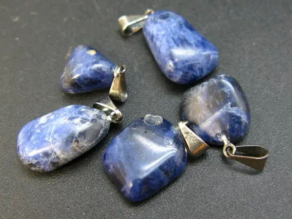 Lot Of 5 Natural Sodalite Tumbled Pendants From Canada