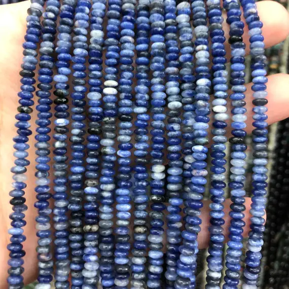 2x4mm Sodalite Beads, Natural Gemstone Beads, Rondelle Stone Beads 15''