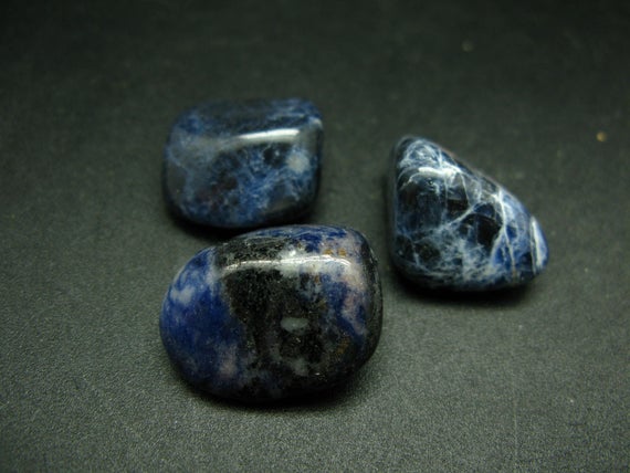 Lot Of 3 Natural Sodalite Tumbled Stones  From Brazil