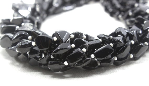 13" Long Strand Natural Black Spinel Gemstone, Smooth Nuggets Shape Beads, Size 5x8-6x11 Mm Aaa Quality Making Black Jewelry Wholesale Price