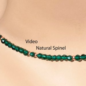 Shop Spinel Necklaces! Clear Natural Spinel Dark Emerald Green Necklace /Mini 3mm Superior Clear Spinel/ May August/ Sterling Silver/14K Yellow or Rose Gold Filled | Natural genuine Spinel necklaces. Buy crystal jewelry, handmade handcrafted artisan jewelry for women.  Unique handmade gift ideas. #jewelry #beadednecklaces #beadedjewelry #gift #shopping #handmadejewelry #fashion #style #product #necklaces #affiliate #ad