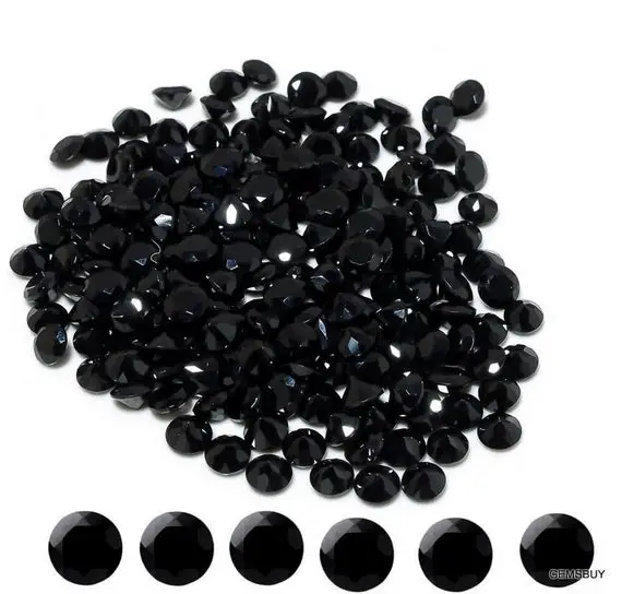 10 Pieces 6mm Black Spinel Faceted Round Gemstone, Black Spinel Round Faceted Loose Gemstone, Black Spinel Faceted Loose Gemstone