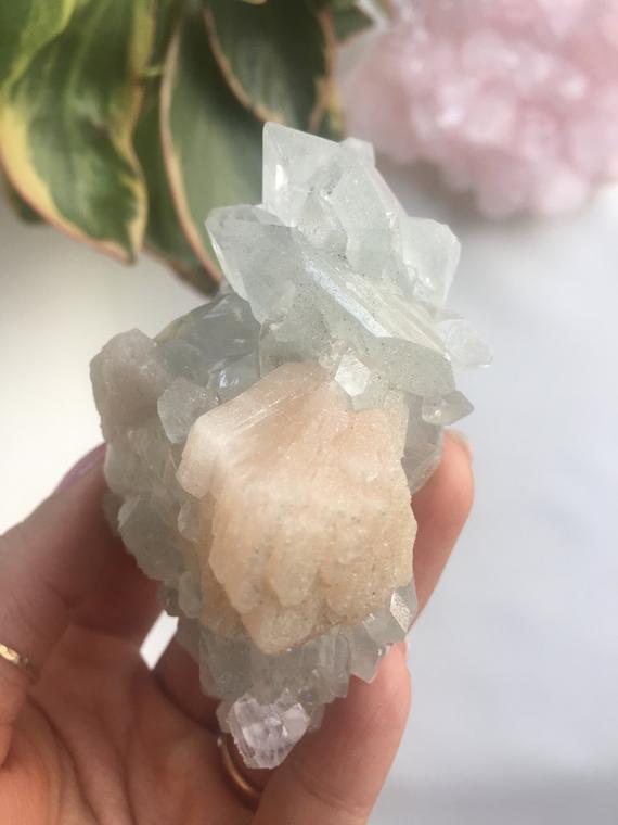 Apophyllite Cluster With Raw Stilbite, Mineral Specimen