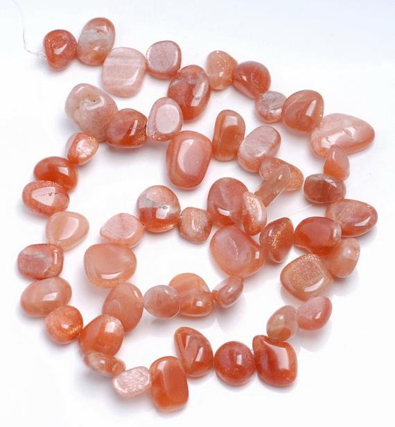 9-11mm  Rainbow Lattice Sunstone  Gemstone Pebble Nugget Granule Loose Beads 7.5 Inch Half Strand (80001840 H-a20)