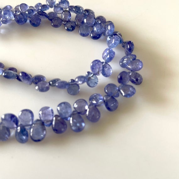 Natural Tanzanite Blue Smooth Pear Shaped Briolette Beads, 5mm To 7mm Tanzanite Gemstone Beads, Sold As 8 Inch/16 Inch Strand, Gds2143