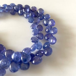 Shop Tanzanite Bead Shapes! Natural Tanzanite Blue Smooth Heart Shaped Briolette Beads, 5mm To 10mm Tanzanite Gemstone Beads, Sold As 8 Inch/16 Inch Strand, GDS2142 | Natural genuine other-shape Tanzanite beads for beading and jewelry making.  #jewelry #beads #beadedjewelry #diyjewelry #jewelrymaking #beadstore #beading #affiliate #ad