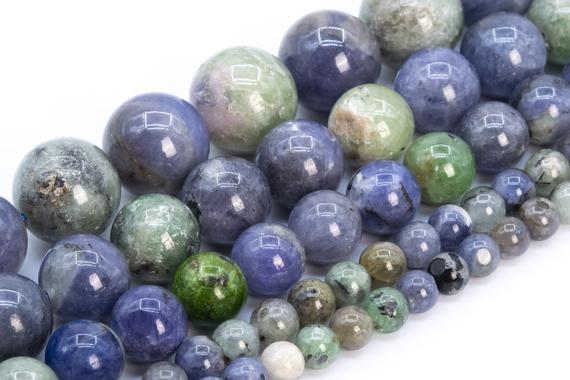 Rare Green Blue Tanzanite Beads Grade A Genuine Natural Gemstone Round Loose Beads 4mm 6mm 10mm 14mm Bulk Lot Options