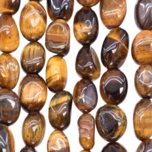 Shop Tiger Eye Chip & Nugget Beads! Genuine Natural Tiger Eye Gemstone Beads 8-10MM Yellow Pebble Nugget A Quality Loose Beads (108561) | Natural genuine chip Tiger Eye beads for beading and jewelry making.  #jewelry #beads #beadedjewelry #diyjewelry #jewelrymaking #beadstore #beading #affiliate #ad