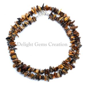 Shop Tiger Eye Necklaces! Natural Tiger Eye Chip Necklace, Tiger Eye Nuggets Beads Necklace, Beaded Necklace, Gemstone Necklace, Women's Necklace, Gift For Her | Natural genuine Tiger Eye necklaces. Buy crystal jewelry, handmade handcrafted artisan jewelry for women.  Unique handmade gift ideas. #jewelry #beadednecklaces #beadedjewelry #gift #shopping #handmadejewelry #fashion #style #product #necklaces #affiliate #ad
