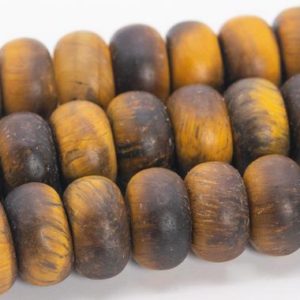 Shop Tiger Eye Rondelle Beads! 10x6MM Matte Yellow Tiger Eye Beads Grade A Genuine Natural Gemstone Rondelle Loose Beads 15" / 7.5" Bulk Lot Options (110549) | Natural genuine rondelle Tiger Eye beads for beading and jewelry making.  #jewelry #beads #beadedjewelry #diyjewelry #jewelrymaking #beadstore #beading #affiliate #ad