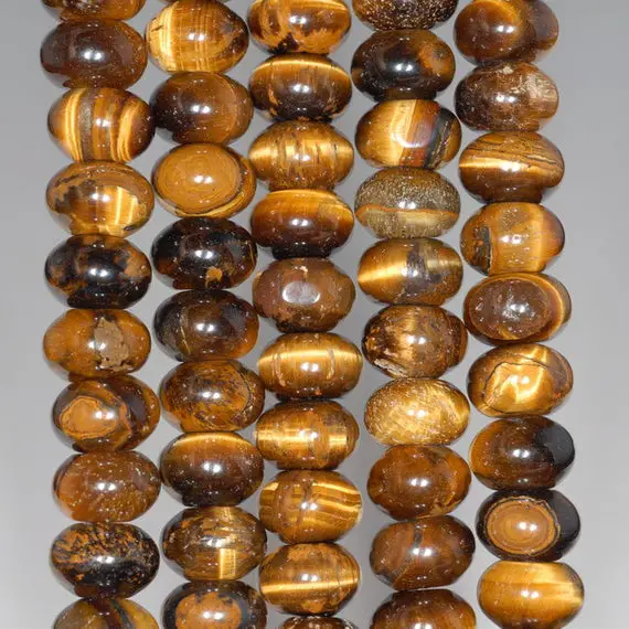 10x6mm Yellow Tiger Eye Gemstone Grade Ab Rondelle Loose Beads 7.5 Inch Half Strand (80000491 H-a70)