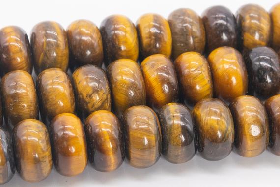 10x6mm Yellow Tiger Eye Beads Grade A Genuine Natural Gemstone Rondelle Loose Beads 15" / 7.5" Bulk Lot Options (110548)