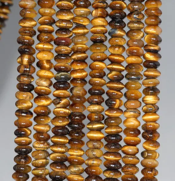 6x3mm Yellow Tiger Eye Gemstone Grade A Rondelle Loose Beads 16 Inch Full Strand (80000485-a75)