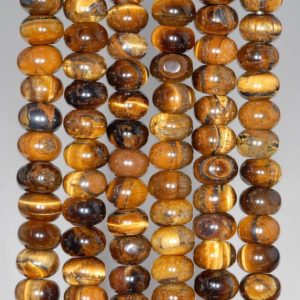 Shop Tiger Eye Rondelle Beads! 6X4MM Yellow Tiger Eye Gemstone Grade AB Rondelle Loose Beads 16 inch Full Strand (80000487-A71) | Natural genuine rondelle Tiger Eye beads for beading and jewelry making.  #jewelry #beads #beadedjewelry #diyjewelry #jewelrymaking #beadstore #beading #affiliate #ad