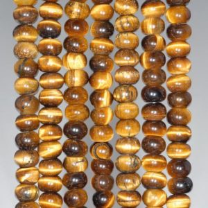 Shop Tiger Eye Rondelle Beads! 6X4MM Yellow Tiger Eye Gemstone Grade A Rondelle Loose Beads 16 inch Full Strand (80000486-A75) | Natural genuine rondelle Tiger Eye beads for beading and jewelry making.  #jewelry #beads #beadedjewelry #diyjewelry #jewelrymaking #beadstore #beading #affiliate #ad