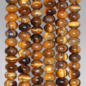 Shop Tiger Eye Rondelle Beads! 8X5MM Yellow Tiger Eye Gemstone Grade AB Rondelle Loose Beads 16 inch Full Strand (80000489-A70) | Natural genuine rondelle Tiger Eye beads for beading and jewelry making.  #jewelry #beads #beadedjewelry #diyjewelry #jewelrymaking #beadstore #beading #affiliate #ad