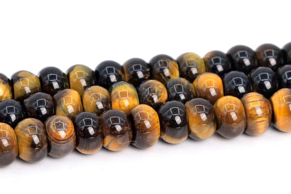 Yellow Blue Tiger Eye Beads Grade A Genuine Natural Gemstone Rondelle Loose Beads 6x4mm 8x5mm Bulk Lot Options