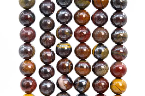 Genuine Natural Tiger Iron Gemstone Beads 10mm Dark Red Round Aa Quality Loose Beads (104760)