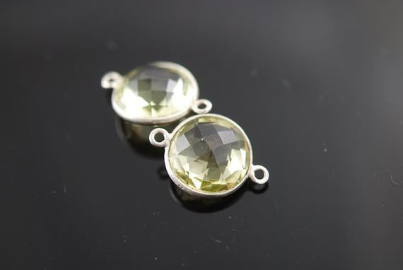Lemon Topaz Round Connector In Sterling Silver 2 Pieces 20.00 On Sale 14.00