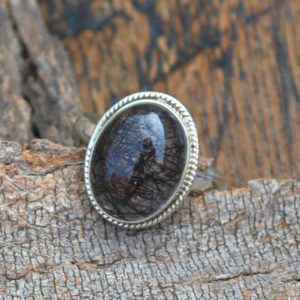 African Tourmalated Quartz Ring | Bezel Set Artisan Handmade Gift Ring | 925 Silver Ring | Tourmalated Quartz Gift Ring | Yellow Gold Ring | Natural genuine Tourmalinated Quartz rings, simple unique handcrafted gemstone rings. #rings #jewelry #shopping #gift #handmade #fashion #style #affiliate #ad