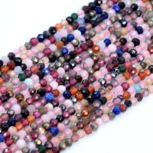 Shop Tourmaline Faceted Beads! SALE 2MM Multicolor Tourmaline Beads Grade AA Genuine Natural Gemstone Full Strand Faceted Round Beads 14.5" Bulk Lot Options (107790-2531) | Natural genuine faceted Tourmaline beads for beading and jewelry making.  #jewelry #beads #beadedjewelry #diyjewelry #jewelrymaking #beadstore #beading #affiliate #ad