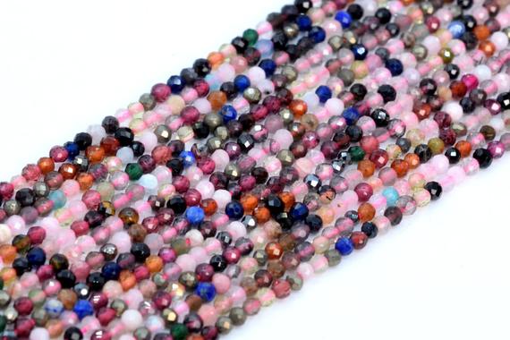 Sale 2mm Multicolor Tourmaline Beads Grade Aa Genuine Natural Gemstone Full Strand Faceted Round Beads 14.5" Bulk Lot Options (107790-2531)