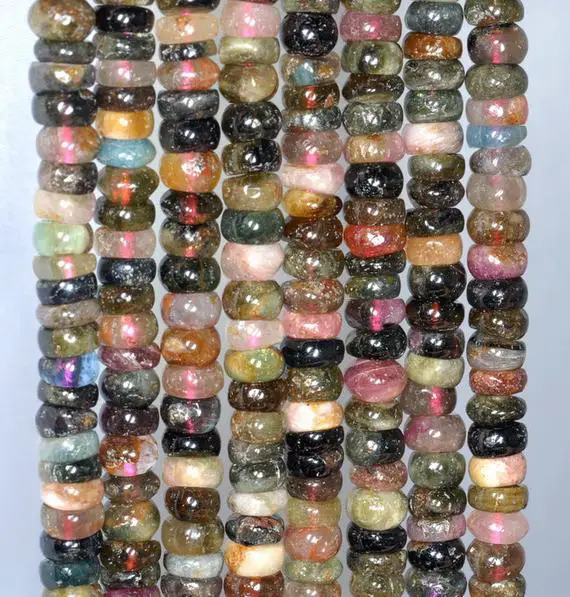 6x4-5x1mm  Tourmaline Gemstone Rondelle Heishi Loose Beads 7.5 Inch Half Strand (80003507 H-a157)
