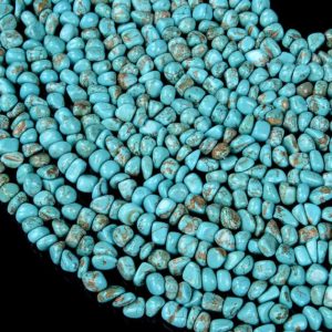 Shop Turquoise Beads! 7-8MM Turquoise Gemstone Grade AAA Pebble Nugget Loose Beads 15.5 inch Full Strand (80008700-D62) | Natural genuine beads Turquoise beads for beading and jewelry making.  #jewelry #beads #beadedjewelry #diyjewelry #jewelrymaking #beadstore #beading #affiliate #ad