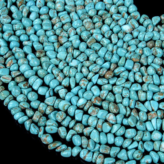 7-8mm Turquoise Gemstone Grade Aaa Pebble Nugget Loose Beads 15.5 Inch Full Strand (80008700-d62)
