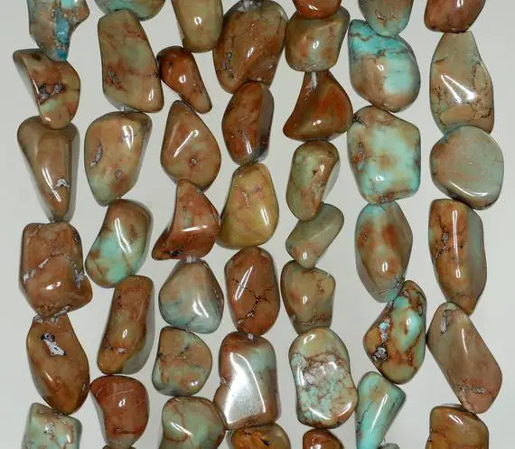 9x7-16x10mm Turquoise Gemstone Brown Blue Nugget Pebble Chips Loose Beads 16 Inch Full Strand (90186239-823)