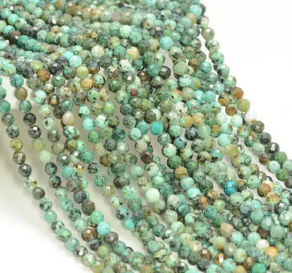 4mm Afican Turquoise Gemstone Micro Faceted Round Grade Aa Beads 15.5inch Bulk Lot 1,6,12,24 And 48 (80010140-a196)