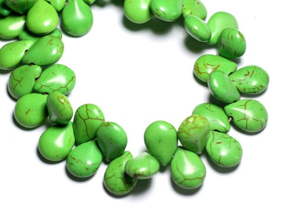 20pc - Perles Turquoise Synthèse Gouttes 16mm Vert   4558550031600