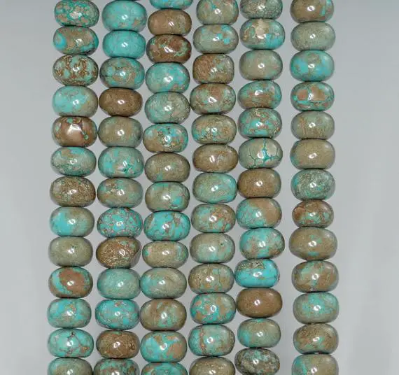 8 X 5 - 9 X 6mm Boulder Creek Turquoise Gemstone Rondelle Loose Beads 15.5 Inch Full Strand (90184791-a127)