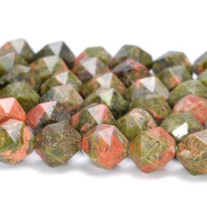 Shop Unakite Faceted Beads! 10MM Unakite Beads Star Cut Faceted Grade AAAAA Genuine Natural Gemstone Loose Beads 7.5" BULK LOT 1,3,5,10 and 50 (80005151 H-M16) | Natural genuine faceted Unakite beads for beading and jewelry making.  #jewelry #beads #beadedjewelry #diyjewelry #jewelrymaking #beadstore #beading #affiliate #ad