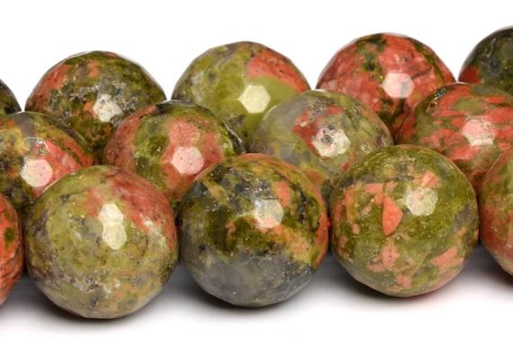 Green & Pink Unakite Beads Genuine Natural Grade Aaa Gemstone Micro Faceted Round Loose Beads 8mm 12mm Bulk Lot Options