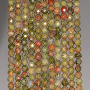 Shop Unakite Faceted Beads! 4MM  Unakite Gemstone Faceted Round Loose Beads 15 inch Full Strand (80002001-AAA64) | Natural genuine faceted Unakite beads for beading and jewelry making.  #jewelry #beads #beadedjewelry #diyjewelry #jewelrymaking #beadstore #beading #affiliate #ad