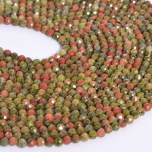 Shop Unakite Faceted Beads! 4MM Lotus Pond Unakite Beads Grade AAA Genuine Natural Gemstone Half Strand Faceted Round Loose Beads 7.5" Bulk Lot Options (107713h-2512) | Natural genuine faceted Unakite beads for beading and jewelry making.  #jewelry #beads #beadedjewelry #diyjewelry #jewelrymaking #beadstore #beading #affiliate #ad
